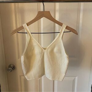 Lululemon Athletica Cream Ribbed Crop Top